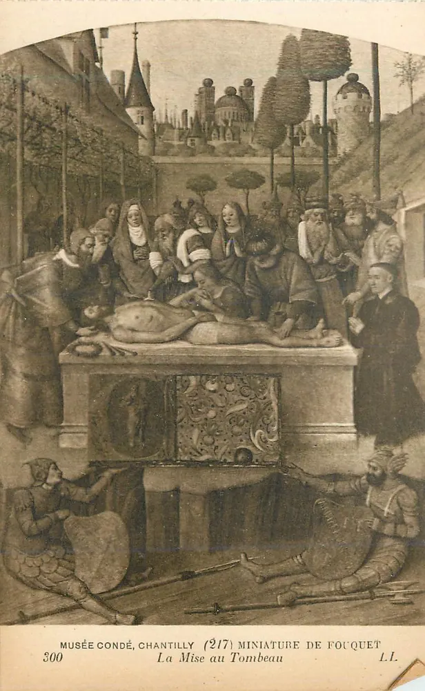 Die Beisetzung im Grab — Miniatur von Fouquet — Musée Condé, Chantilly - Vorderseite