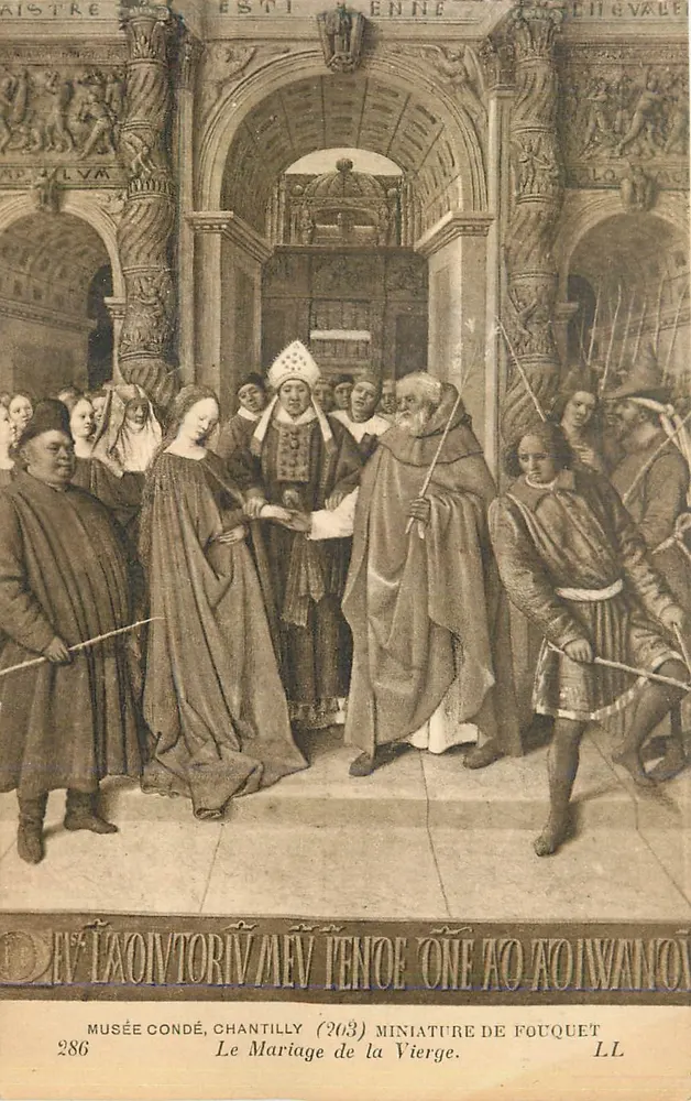 Die Hochzeit der Jungfrau — Miniatur von Fouquet — Musée Condé, Chantilly (286) - Vorderseite