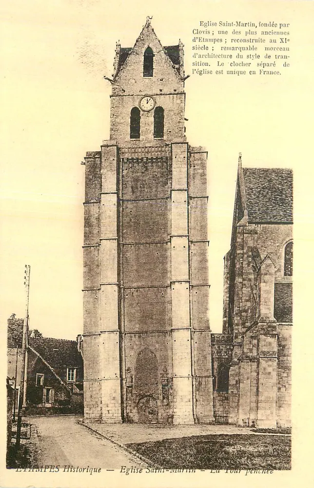 Etampes Historisch — Kirche Saint-Martin — Die schräge Turm - Vorderseite