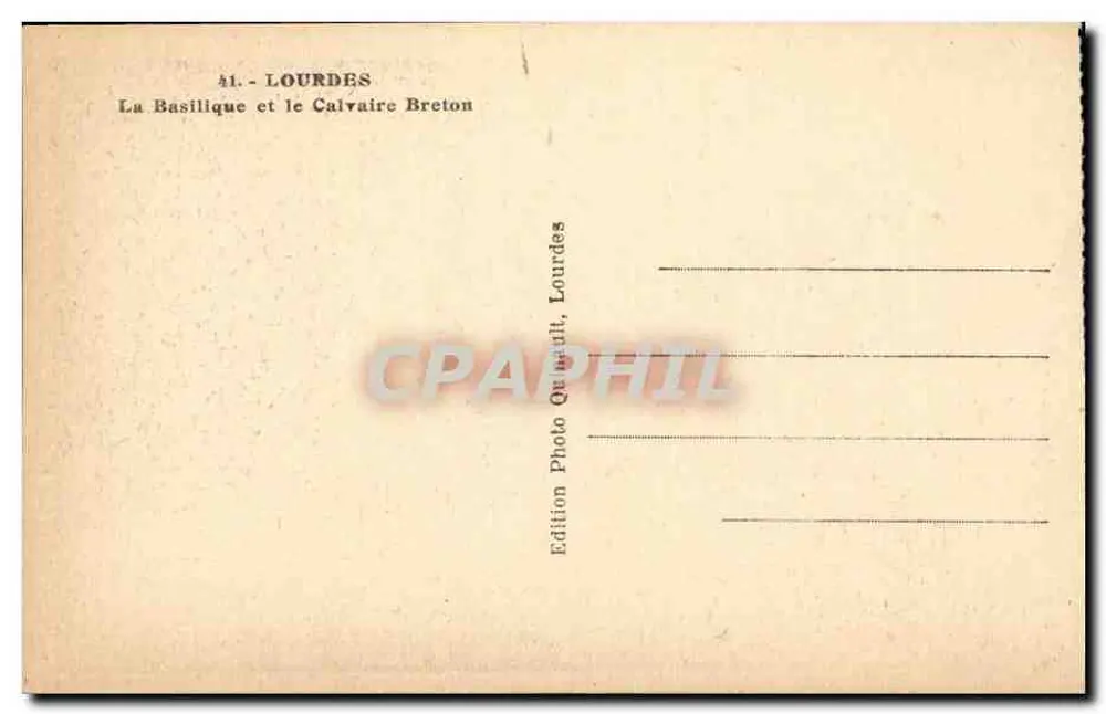 Lourdes — La Basilique et le Calvaire Breton — Édition Photo Querulli, Lourdes - Verso