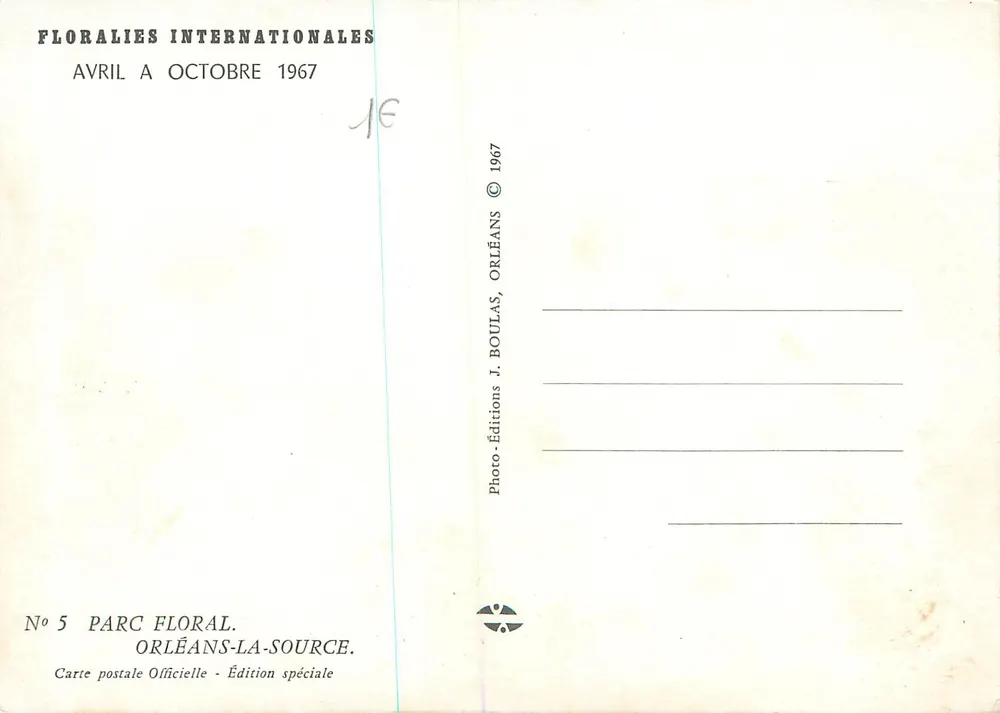 Parc Floral d'Orléans — Edição especial — Edições J. Boulas, Orléans - Verso
