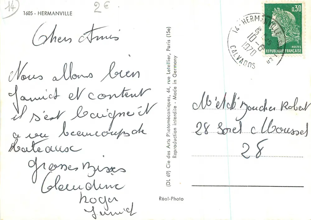 Hermanville — local do desembarque das forças aliadas em 6 de junho de 1944 — Cie des Arts Photomécaniques, DL 69 - Verso