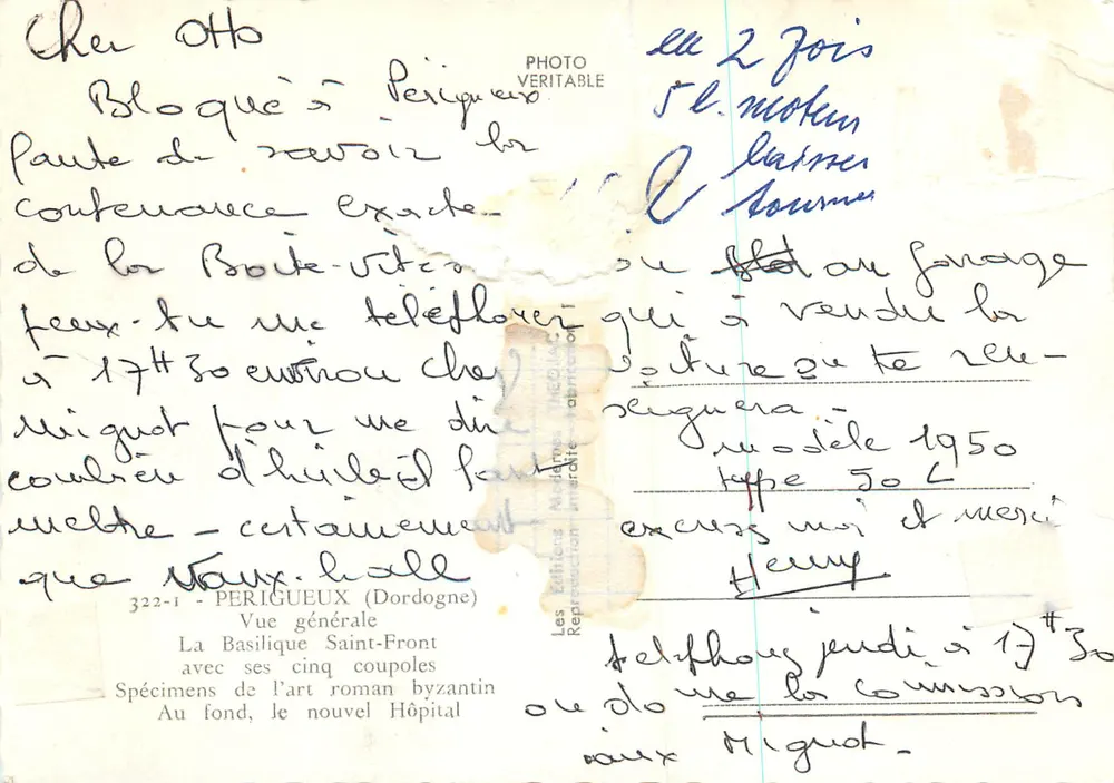 Périgueux — Vue générale avec la Basilique Sainte-Croix et le nouvel Hôpital — Chézac - Verso