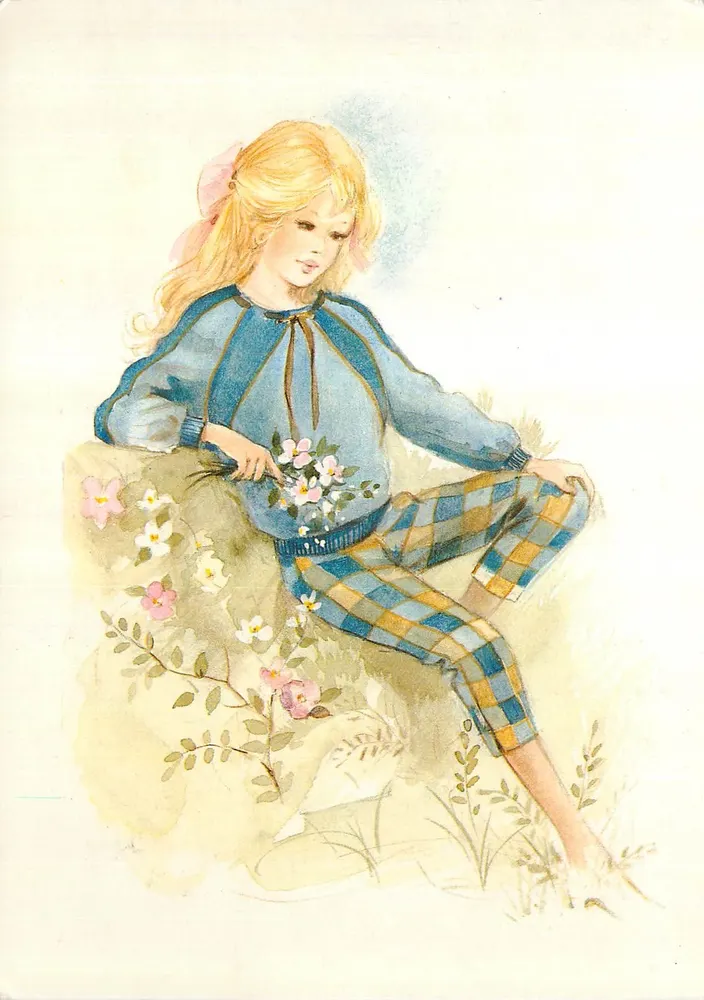 Menina com flores — ilustração — Editor desconhecido, n°797/1 - Frente