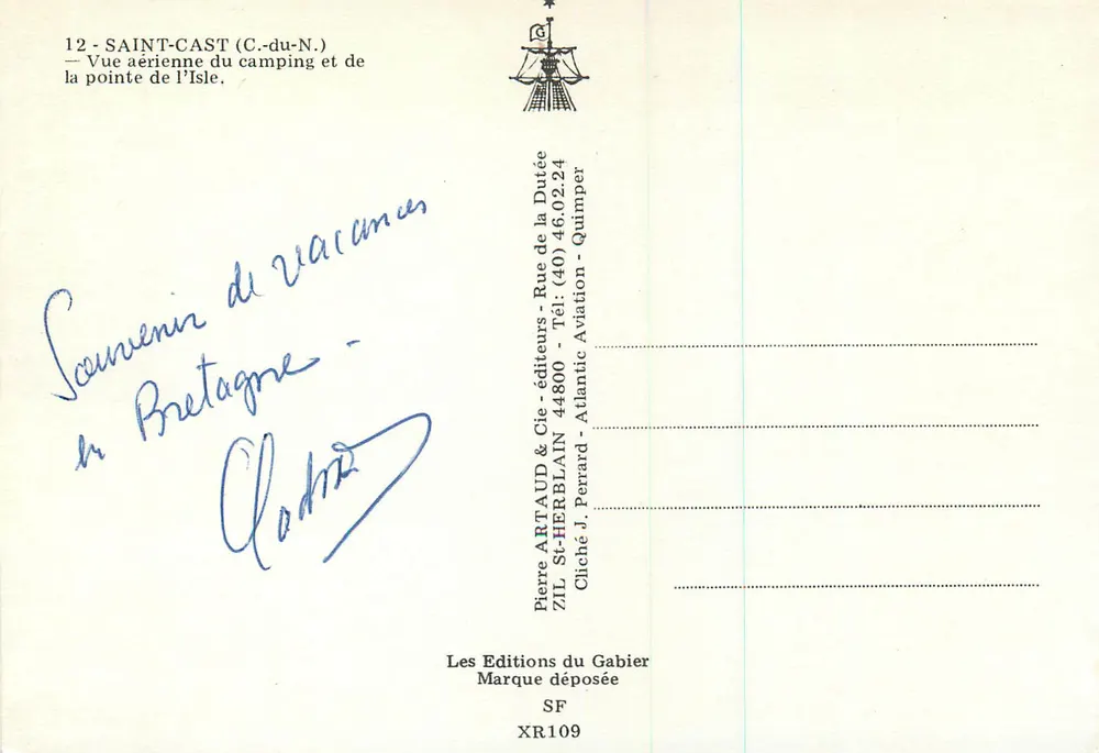 Saint-Cast (C.-du-N.) — Luftbild des Campingplatzes und der Pointe de l'Isle — Éditions du Gabier - Rückseite