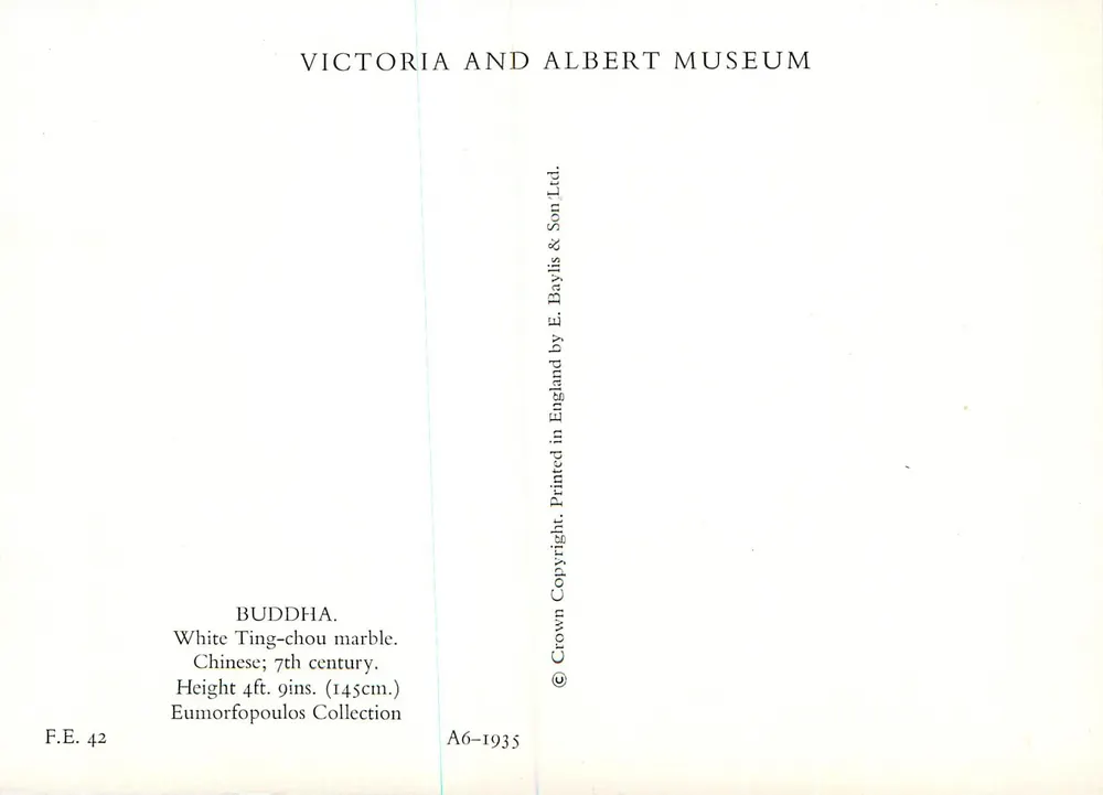 Buddha — Weiße Ting-chou-Marmorstatue — Victoria and Albert Museum - Rückseite