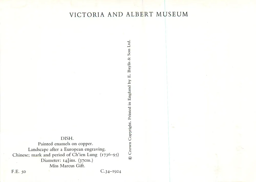 Chinesische Schale — Landschaft nach europäischer Kupferstich — Victoria and Albert Museum - Rückseite
