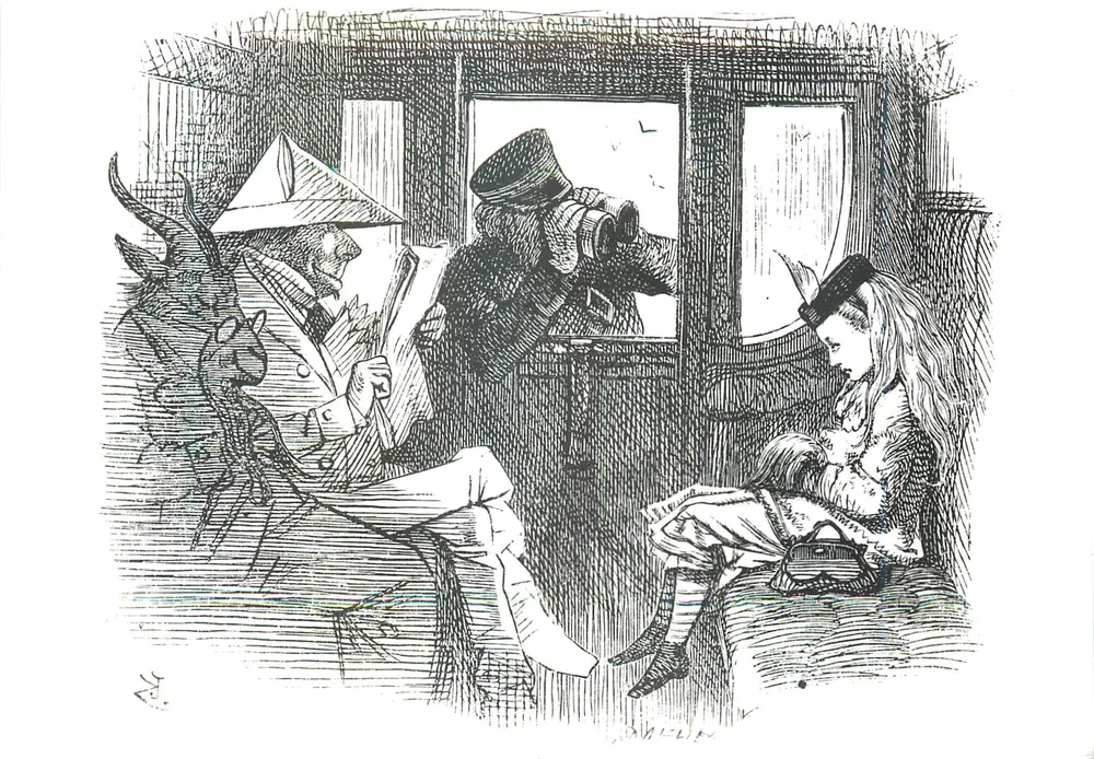 Alice in the train — illustration de Sir John Tenniel — Victoria and Albert Museum - Recto