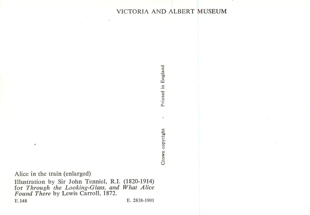 Alice in the train — illustration de Sir John Tenniel — Victoria and Albert Museum - Verso