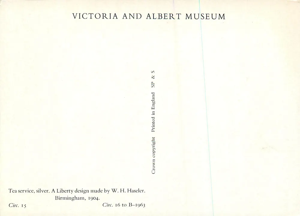 Servicio de té en plata — Diseño Liberty — Victoria and Albert Museum - Reverso