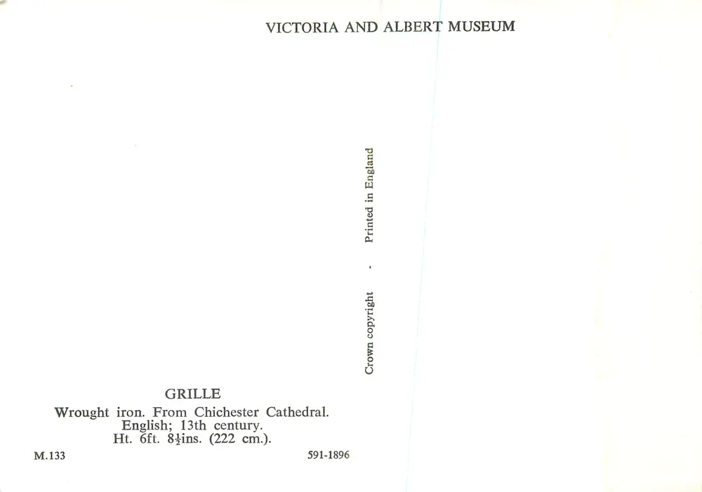 Gitter — Chichester Cathedral — Victoria and Albert Museum - Rückseite