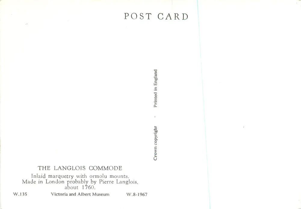 Commode Langlois — marqueteria incrustada com molduras em ormulu — Victoria and Albert Museum - Verso