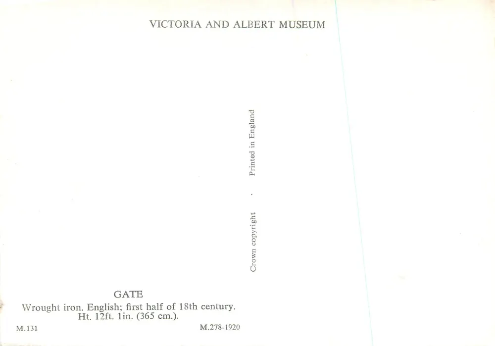 Portail en fer forgé — première moitié du XVIIIe siècle — Victoria and Albert Museum - Verso