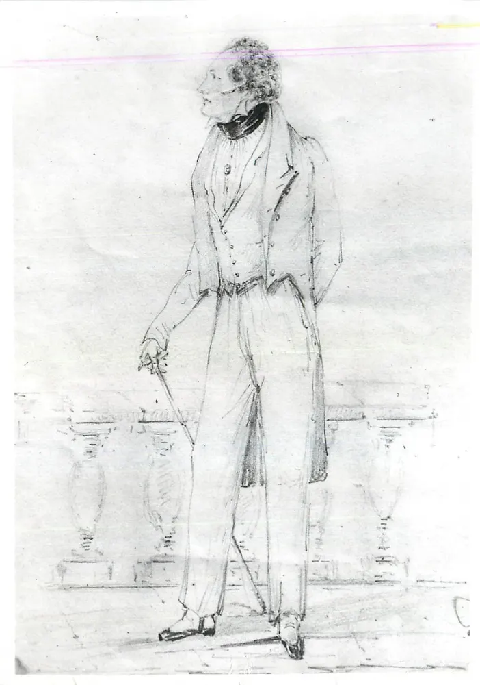 Lord Byron — tekening met potlood — door graaf Alfred d'Orsay, Genua 1823 - Voorkant