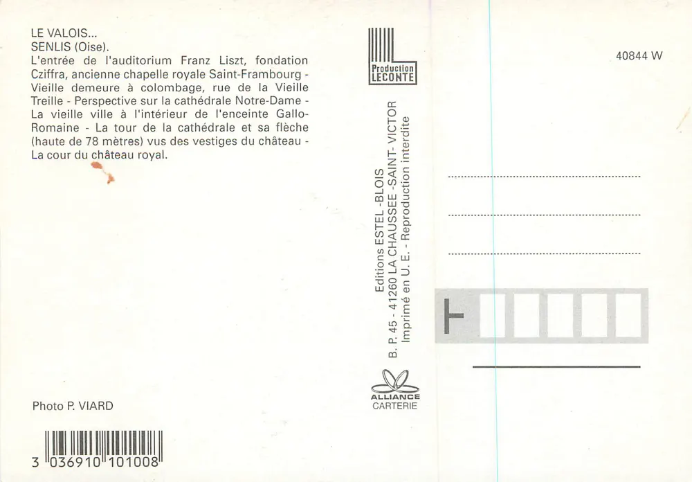 Das alte Senlis — Verlag: Estel-Blois Editions, Seriennummer 40844 W - Rückseite