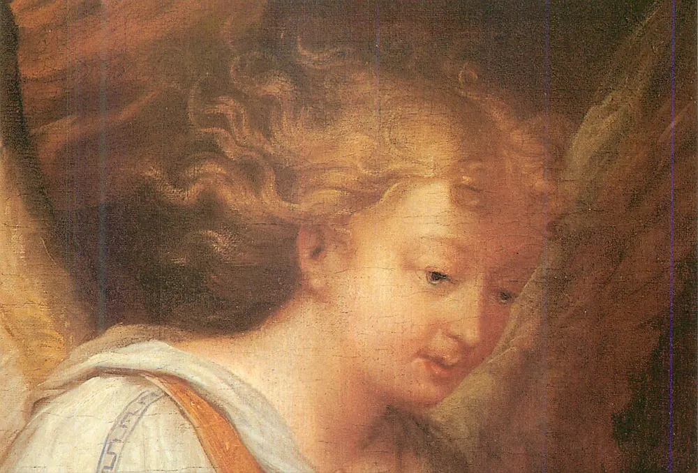 Annonciation (detalhe) — Pierre LE DART, tela pintada 1683 — Comité départemental du Patrimoine de Seine-et-Marne - Frente