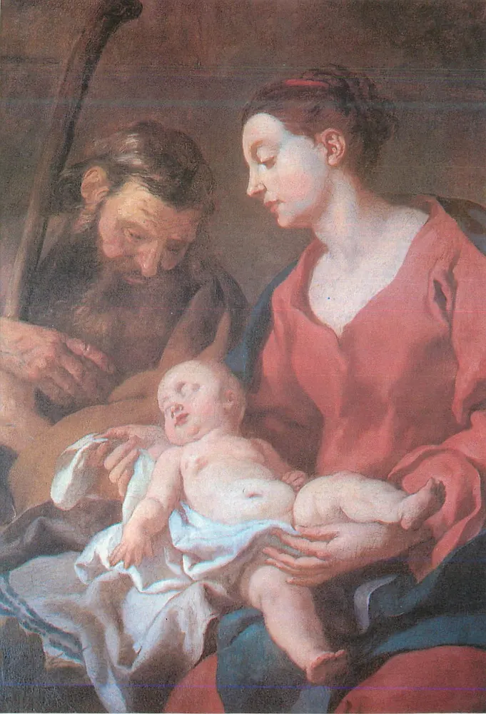 Heilige Familie (Detail) — gemalte Leinwand, erste Hälfte des 18. Jahrhunderts — Départemental Committee für Denkmalschutz von Seine-et-Marne - Vorderseite