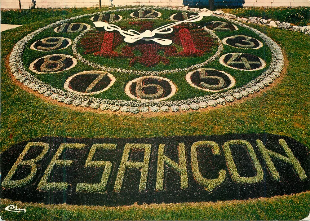 Relógio floral — Besançon — editor Cinq, n° de série 3.25.75.1301 - Frente