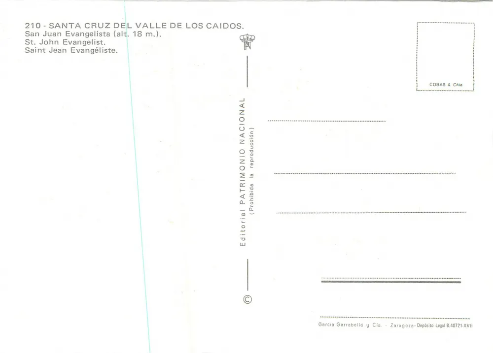 Santa Cruz del Valle de los Caídos — Heiliger Johannes der Evangelist — Verlag Património Nacional - Rückseite