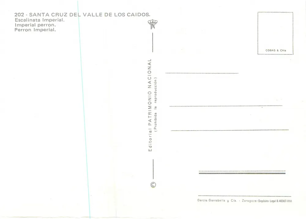 Santa Cruz del Valle de los Caídos — Escalinata Imperial — Editorial Patrimonio Nacional - Verso