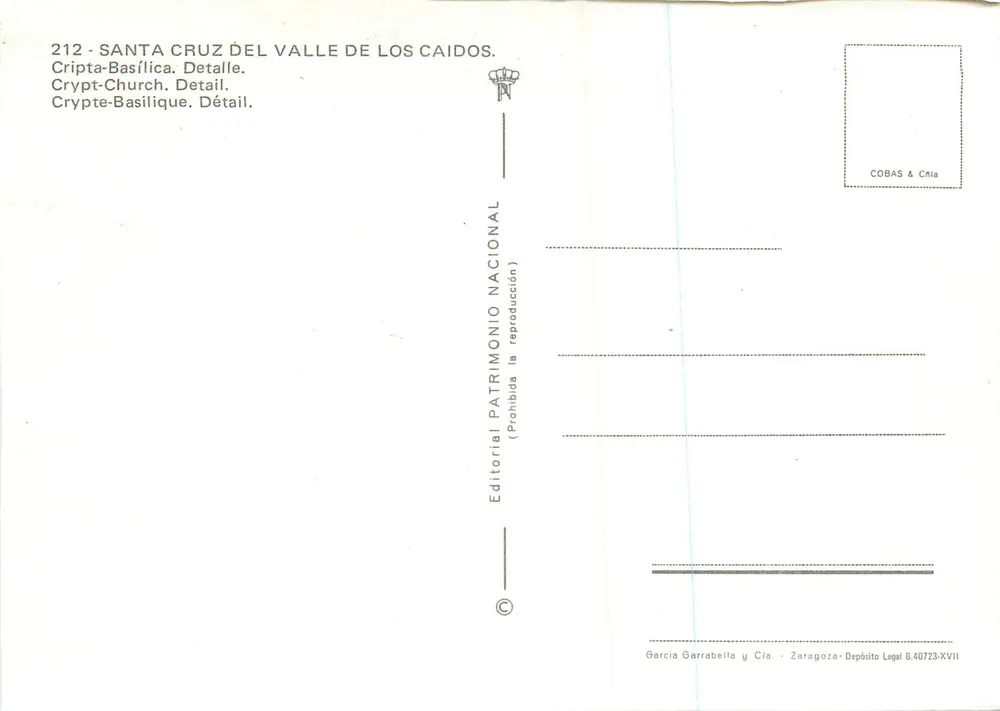Santa Cruz del Valle de los Caídos — Crypte-Basilique — Éditeur Editorial Patrimonio Nacional - Verso