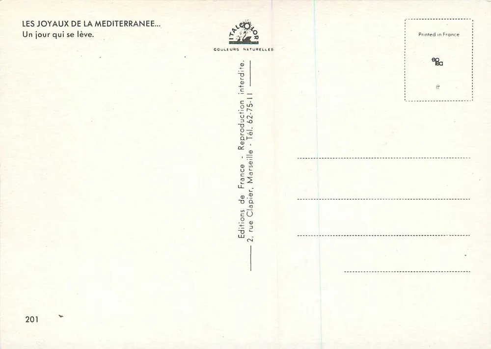 Sonnenuntergang — Ansicht der See — Éditions de France, Clapier, Marseille, n°201 - Rückseite