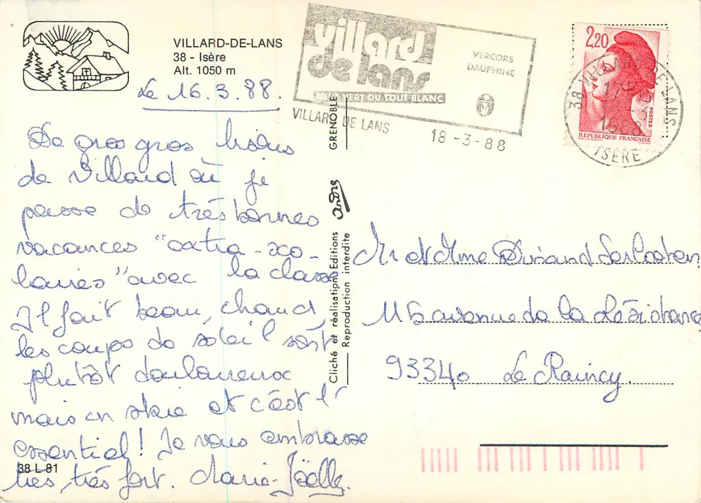 Villard-de-Lans — vista de esqui com teleférico — Éditions Cliché - Verso