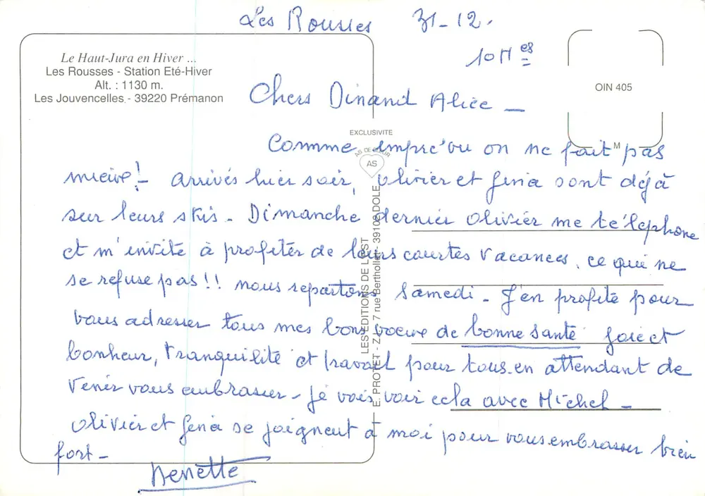 Jura — Skistation Les Rousses — Éditeur Les Éditions de Lest - Rückseite