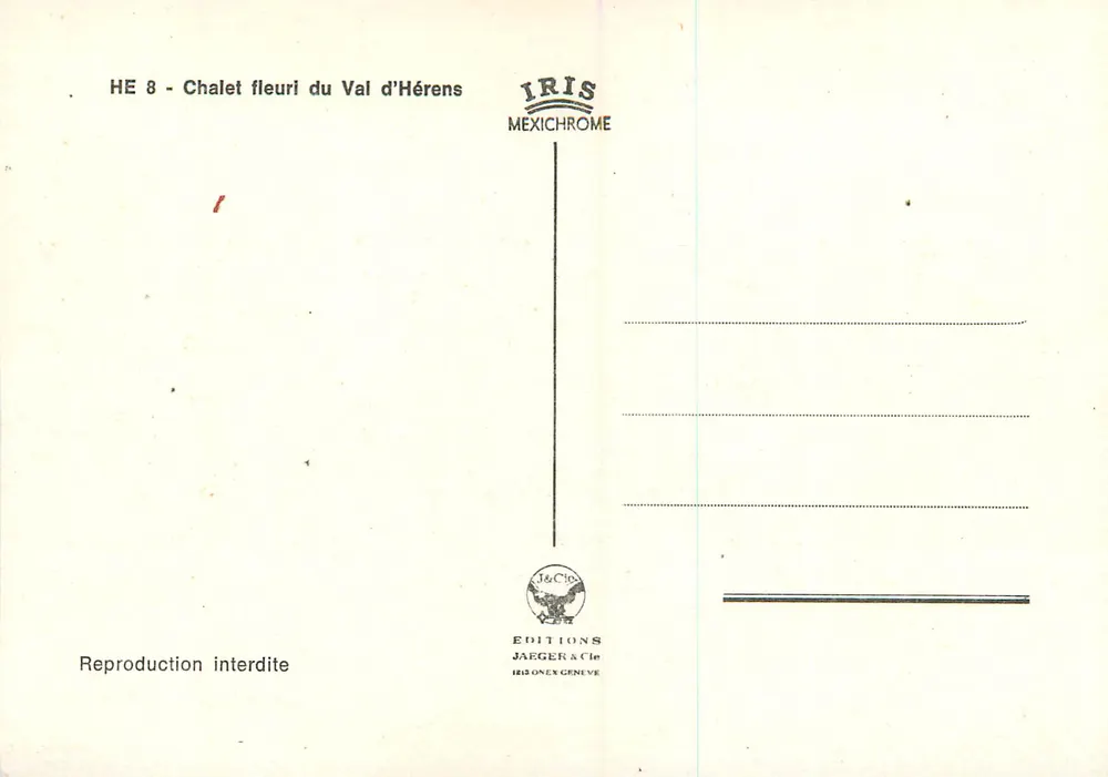Chalé florido do Vale de Hérens — HE 8 — Éditions Jaeger & Cie - Verso