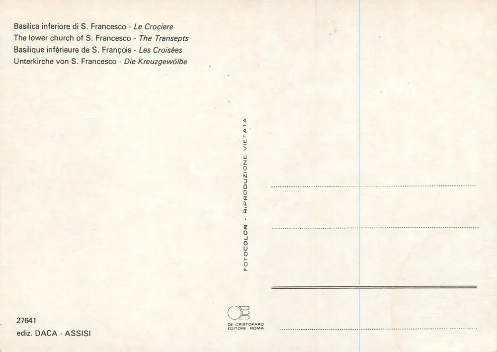 Basilique inférieure de S. Francesco — Les croisées — éd. DACA - n° 27641 - Verso