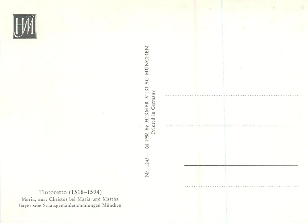 Maria — scène de Christus bei Maria und Martha — Tintoretto (1518-1594) — édition Hirmer Verlag München - Verso