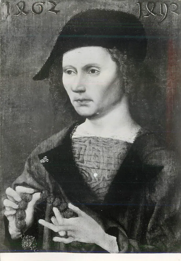 Porträt von Hans Leyckmann — Meister des Retabels von St. Barthélemy — Schule von Köln, um 1500 — Service Commercial Monuments Historiques, Grand Palais, Paris - Vorderseite