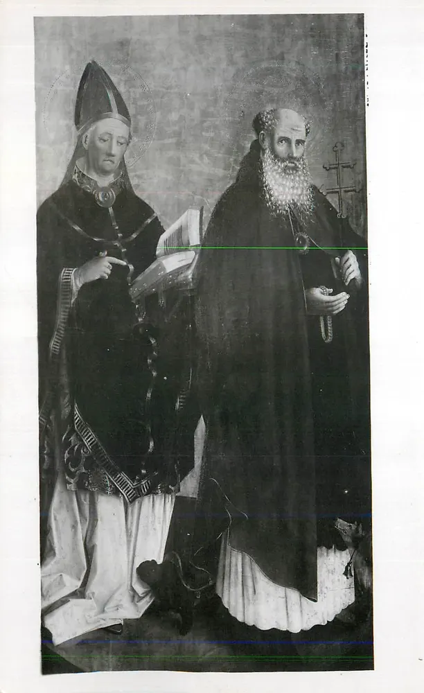 Santa Radegonda e Santo Martinho — reprodução de uma pintura — sem editor nem número visível - Frente