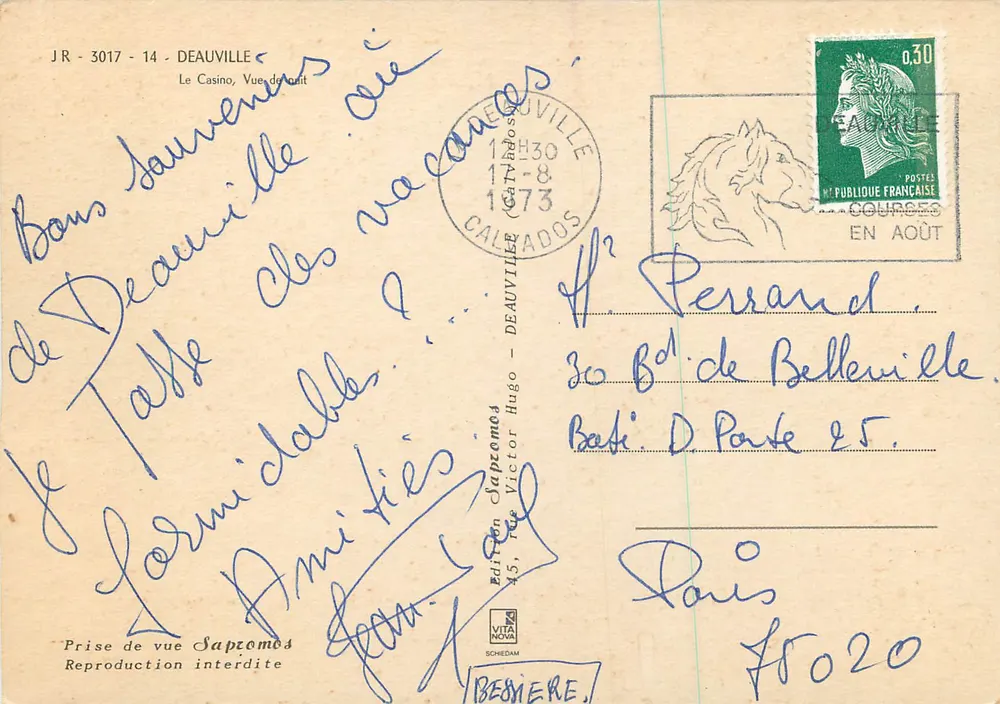 O Casino de Deauville — Vista noturna — Edição Sapromos - Verso