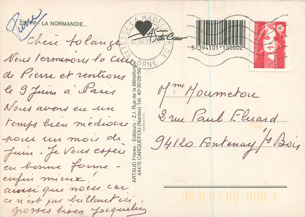 A Normandia — paisagens e crianças com trajes típicos — Artaud Frères, n°227 PP - Verso