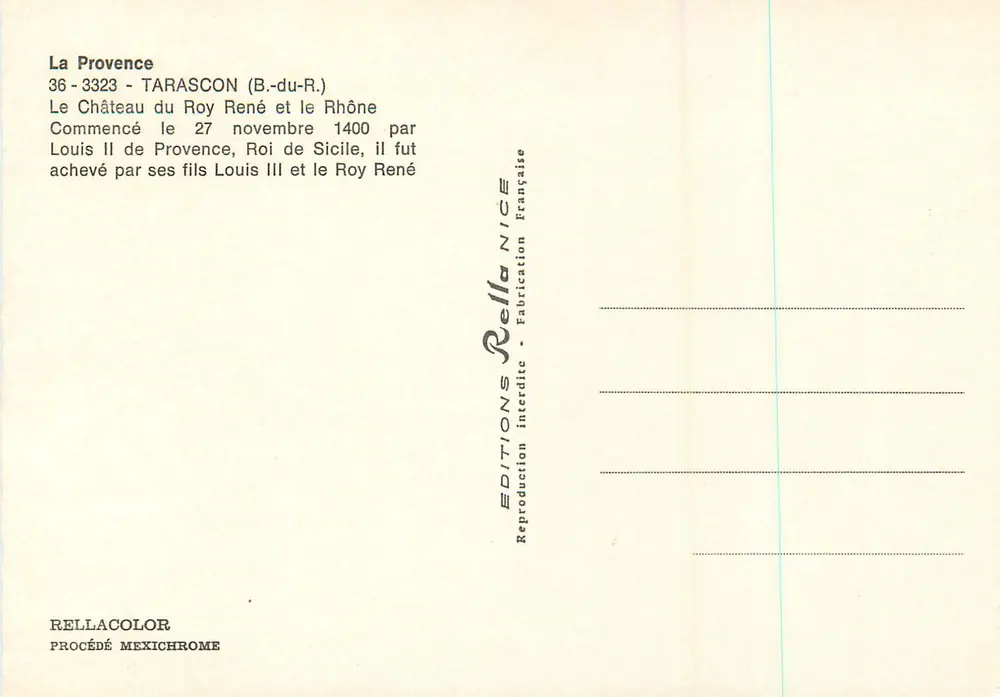 Château du Roy René — Tarascon — Éditions Rella - Verso