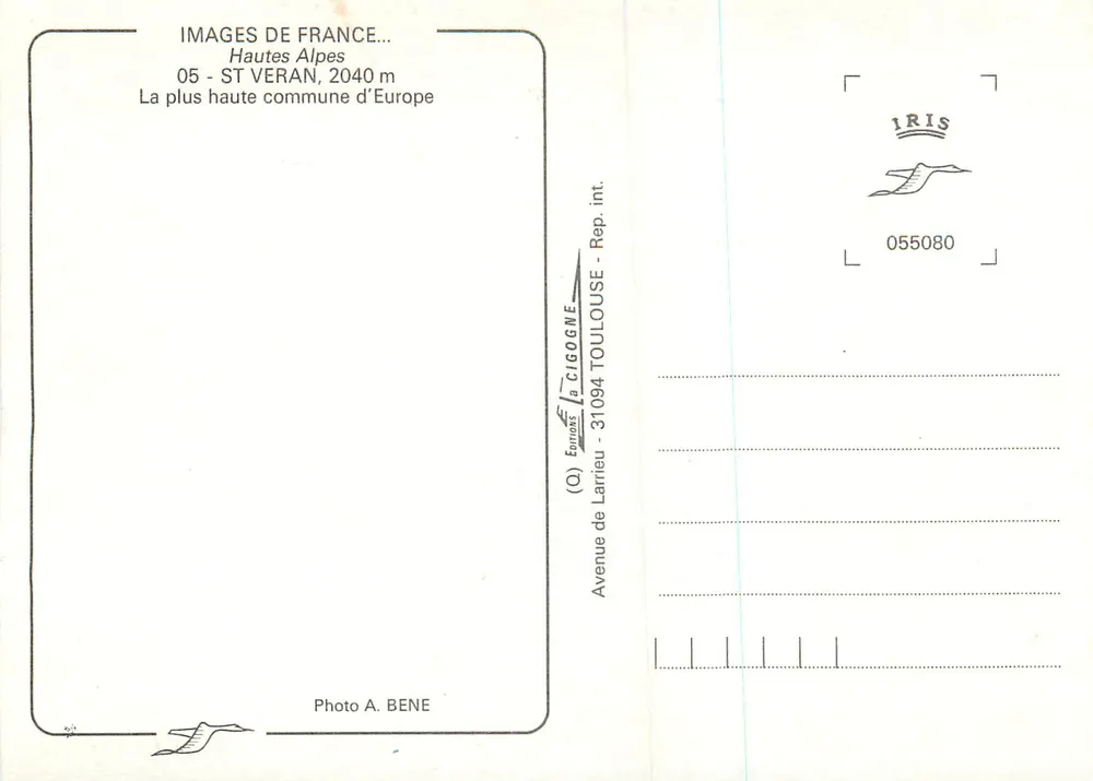 St Veran, 2040 Meter — Die höchste Gemeinde Europas — Verlag: Images de France, Foto A. Bène - Rückseite
