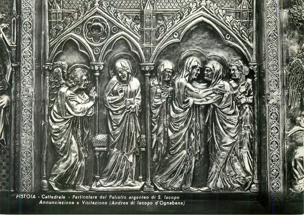 Pistoia - Kathedrale - Detail des silbernen Paliotto von S. Iacopo d'Ognabene - Verkündigung und Besuch - Vorderseite