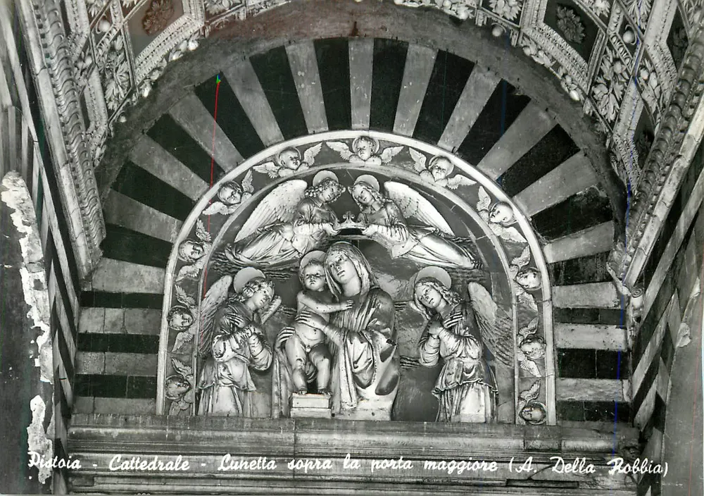 Pistoia - Kathedrale - Ansicht der Lunette an der Haupttür (A. Della Robbia) - Vorderseite