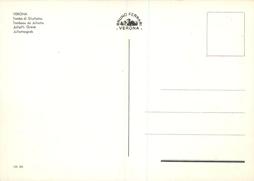 Verona — Túmulo de Julieta — Bruno Ferrari, n° 400 - Verso