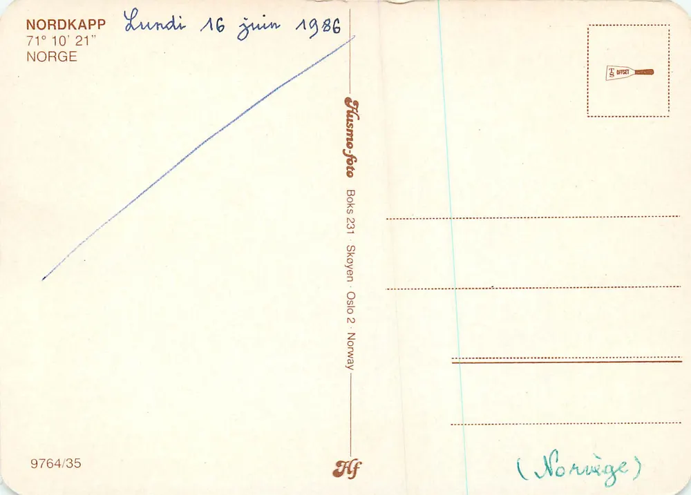 Nordkapp — nascer do sol — Flusmo-foto, série Boks 231 - Verso