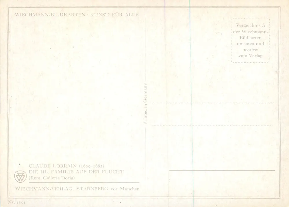 A família santa em fuga — Claude Lorrain (1600-1682) — Wiechmann-Verlag, Starnberg vor München, n° 1101 - Verso