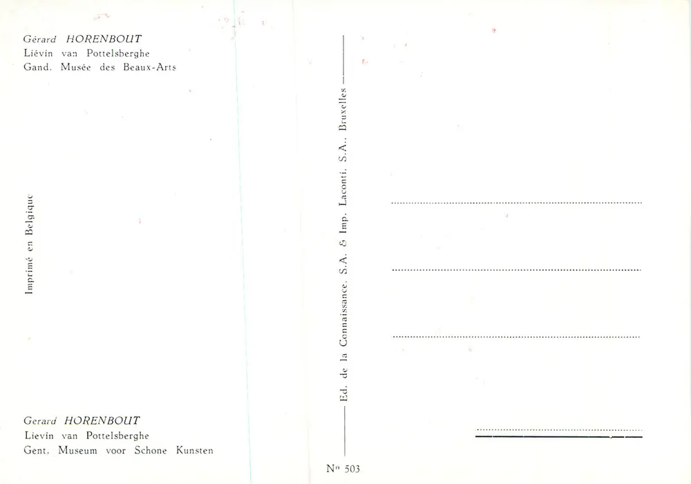 Retrato religioso — Gérard HORENBOUT — Editor Lievin van Pottelsberghe, S.A. & Imp. Lacontini, S.A. - Verso