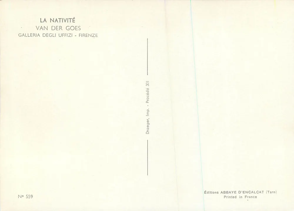 La Nativité — Van der Goes — Galleria degli Uffizi, Florence - Verso