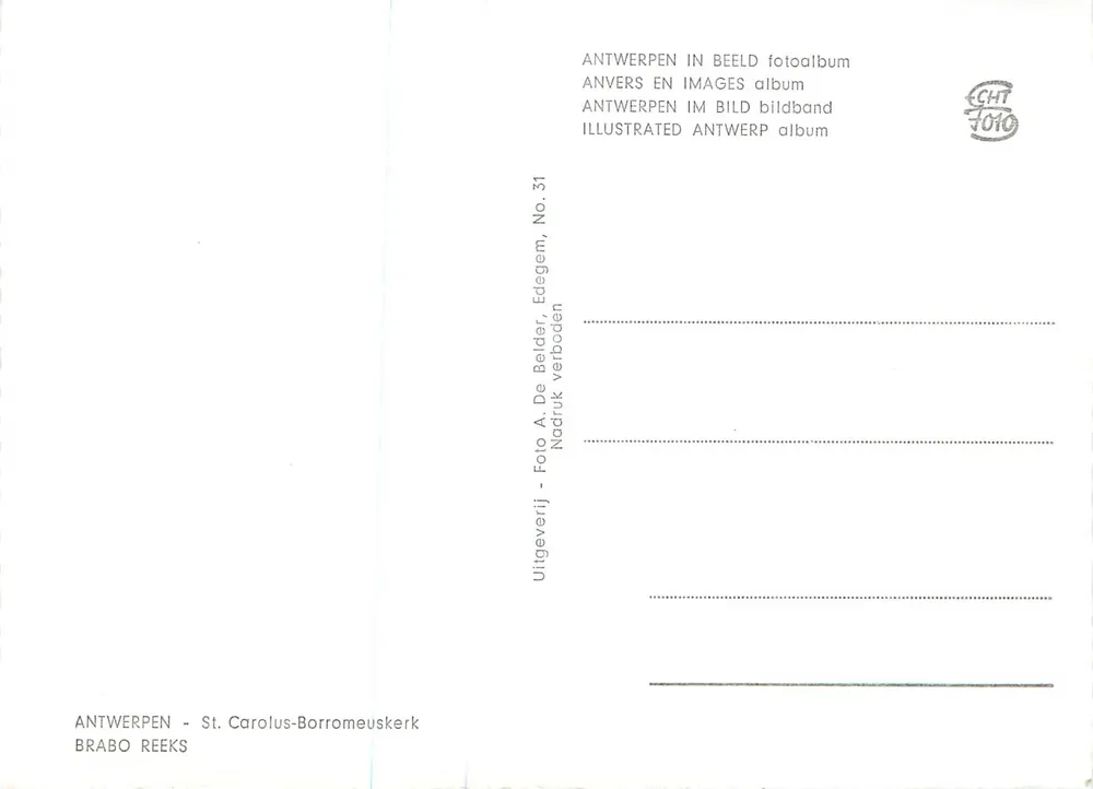 Anverso - Chiesa di San Carlo Borromeo — Editore A. De Belder, Édegem, serie No. 31 - Verso