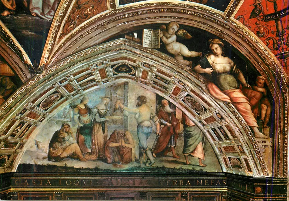Die Enthauptung des heiligen Johannes von Paole — Fresko von Giannicola di Paolo — Ausgabe N. Pellegrini, Perugia - Vorderseite