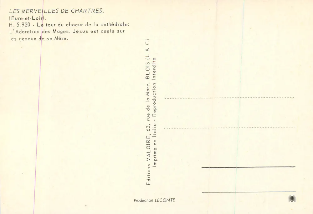 Die Anbetung der Weisen — Chartres — Éditions Valoire - Rückseite