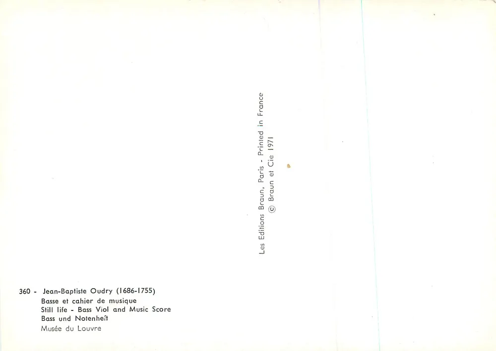 Basse et cahier de musique — Jean-Baptiste Oudry (1686-1755) — Les Éditions Braun & Cie - Verso