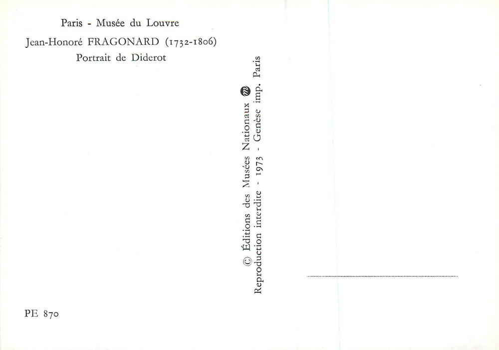 Porträt von Diderot — Jean-Honoré FRAGONARD (1732-1806) — Éditions des Musées Nationaux - Rückseite