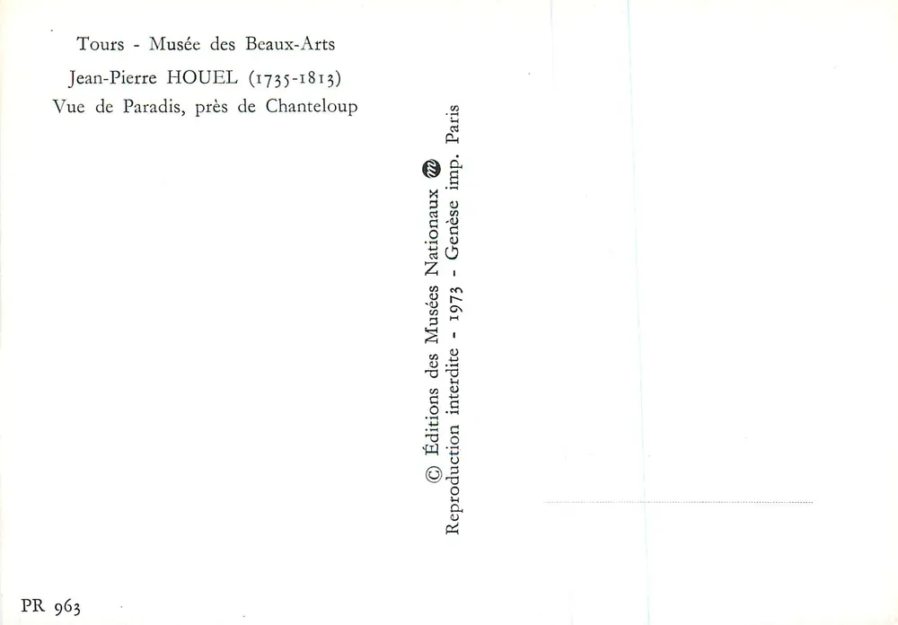 Vue de Paradis, près de Chanteloup — Jean-Pierre Houel (1735-1813) — Éditions des Musées Nationaux - Verso